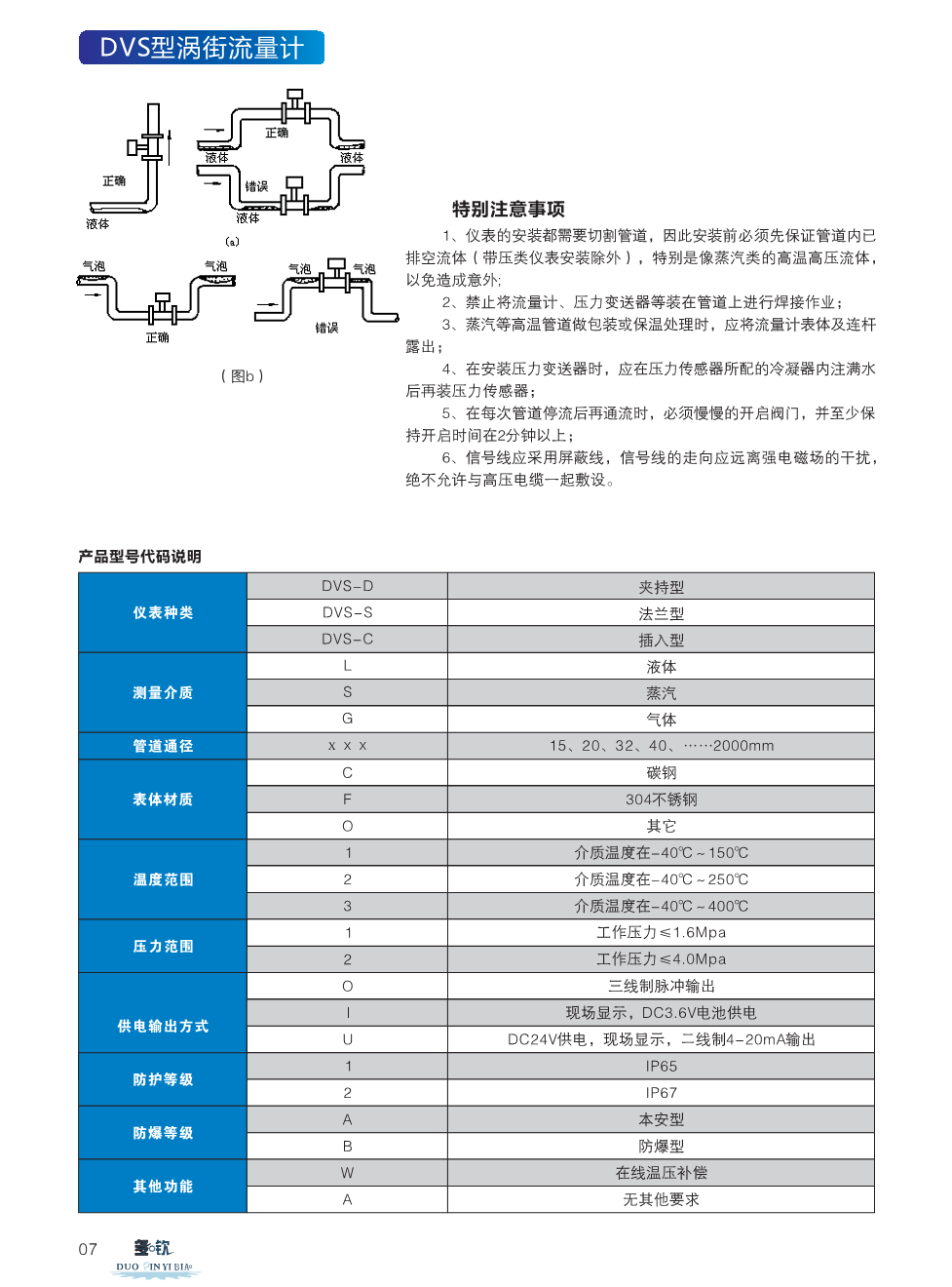 DN65法兰型涡街流量计选型4